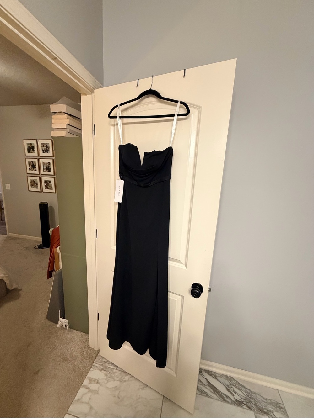 Classic Black Evening Gown with Sweetheart Dip Neckline